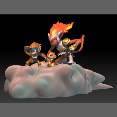 pokemon chimcar monferno infernape gioco wukong giocattolo figura arte pokemongo nintendo pokemonzukan giochi giocattoli scultura evoluzione 3d print model - Mito3D