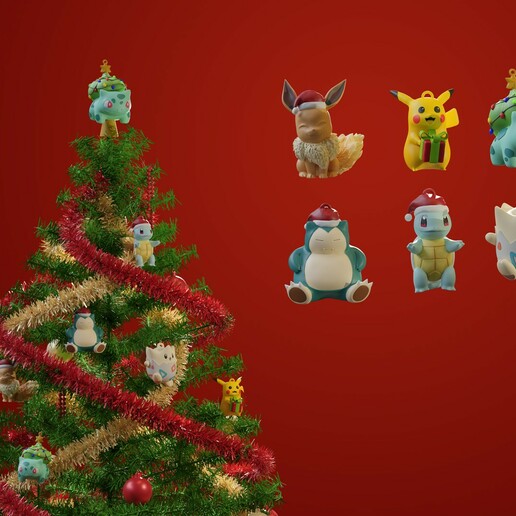 pokemon Navidad adornos lindo pokebola viodejuegos anime regalo diorama hirama 3D print model - Mito3D