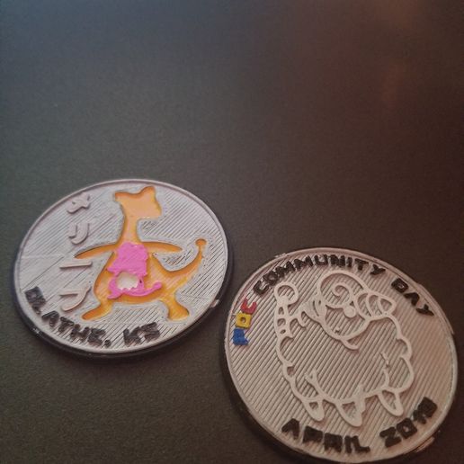 Pokémon communauté journée 4 monnaie jument art avril 2018 Pokemongo pokémons pièces badges 3D print model - Mito3D