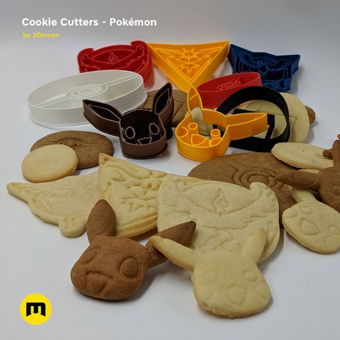 pokemon cookie cutters various baking kitchen gift christmas eevee valor mystic instinct moltres articuno zapdos pokeball team go letsgo vamos lá crianças jogo jogos nintendo 3D print model - Mito3D