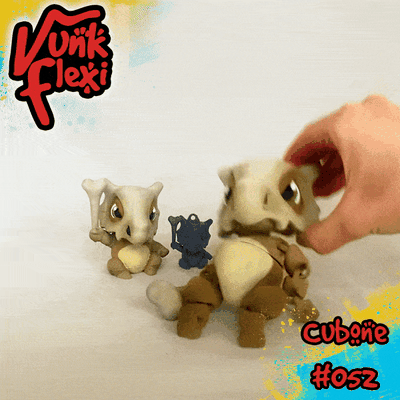 pokemon cubone flexi print-in-place + figure & keychain art articulated flexible funko gen 1 gothic fidget toy childrens decoration gift halloween 3d print model - Mito3D