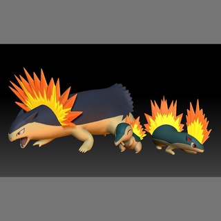 pokemon cyndaquil quilava typhlosion Game pokemon cyndaquil quilava typhlosion toy figure art game pokemongo nintendo pokemonzukan games toys sculpture evolution  3d print model - Mito3D