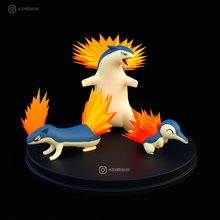 Pokémon évolution cyndaquil quilava typhlosion stl 3d impression art charizard Lugia Rayquaza Pikachu décès légendaire 3d print model - Mito3D