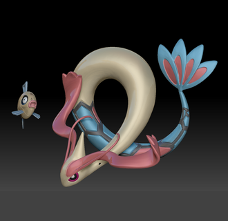 Pokémon feebas milotique jouet figure art Jeu Pokemongo nintendo Pokemonzukan Jeux jouets sculpture évolution 3d print model - Mito3D