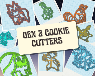pokemon gen 2 cookie cutter set anime manga pocket monsters bakery baking stamp food gold silver heart soul 3d print model - Mito3D