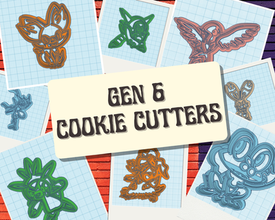 pokemon gen 6 cookie cutter set anime manga pocket monsters bakery baking stamp food x 3d print model - Mito3D
