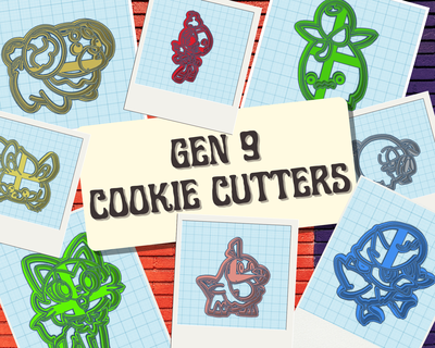 pokemon gen 9 cookie cutter set anime manga pocket monsters bakery baking stamp food scarlet violet 3d print model - Mito3D