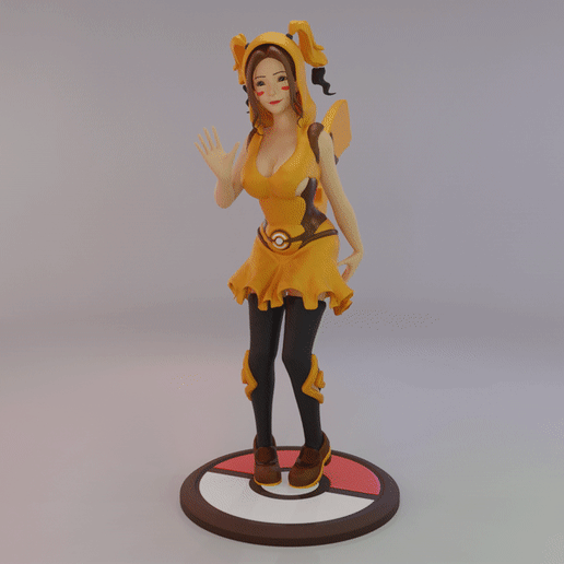 Pokémon menina Pikachu estatueta figura modelo 3D print model - Mito3D