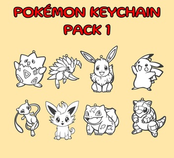 pokemon keychain pack 1 key rings keychain pokemon bulbasaur sandshrew mew eevee togepi  3d print model - Mito3D