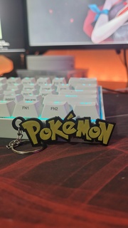 Pokémon logotipo chaveiro pokebola arte pixel píxeis pingente broche anime retro videogames vendas comércio ventilador 3d print model - Mito3D