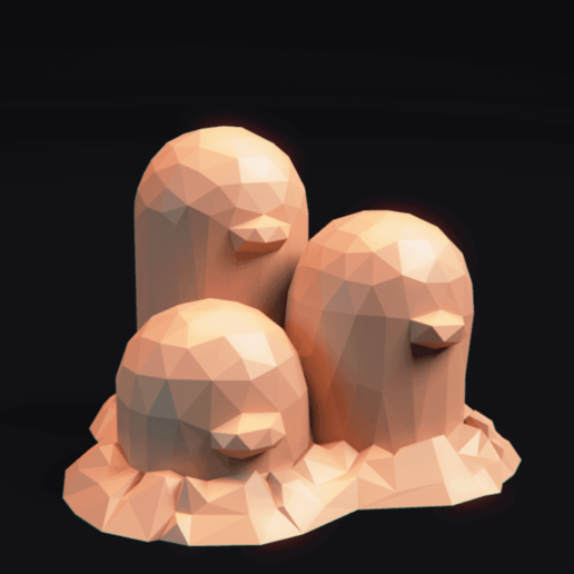 pokemon lowpoly dugtrio game 3D print model - Mito3D