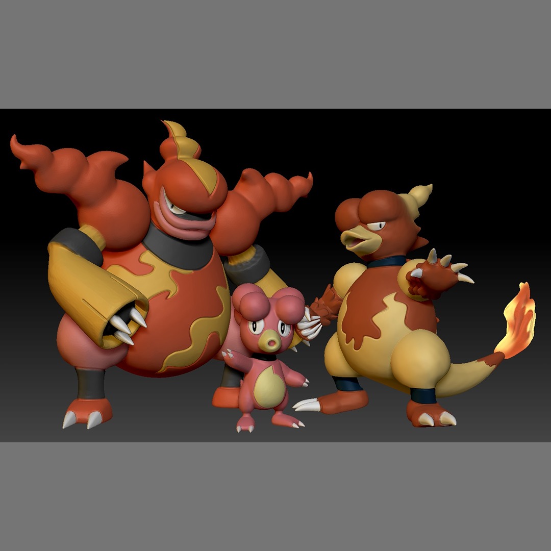 Pokémon magby Magmar Magmortar Spielzeug Zahl Kunst Spiel Pokemongo Nintendo pokemonzukan Spiele Spielzeuge Skulptur Evolution 3D print model - Mito3D