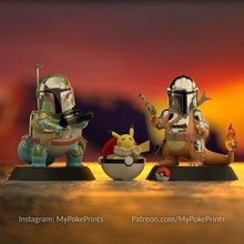 pokemon mandaloryalı mashup'lar 3d Yazdır model oyun Charmander sincap Boba fett Yoda Sarı Pikaçu Bulbasaur star savaşlar Darth Vader pokeball 3d print model - Mito3D