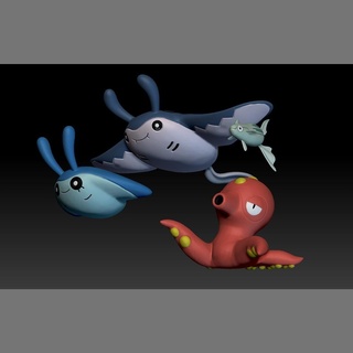 Pokémon logique Mantini remoraid octillerie jouet figure art Jeu Pokemongo nintendo Pokemonzukan Jeux jouets sculpture évolution 3d print model - Mito3D