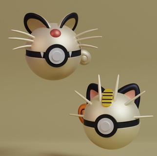 Pokémon meowth persa pokebola Pikachu brinquedo arte colecionável manga ventilador imprimível impressão popular anime cinza eevee miado mewtwo lendário Charizard 3d print model - Mito3D