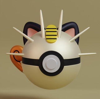 Pokémon meowth pokebola Pikachu brinquedo arte colecionável manga ventilador imprimível impressão popular anime cinza eevee miado mewtwo lendário Charizard persa 3d print model - Mito3D