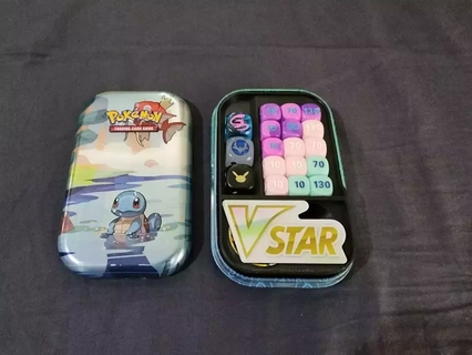 pokemon mini tin insert - holds dice coins vstar token organizer holder tray tcg 3d print model - Mito3D