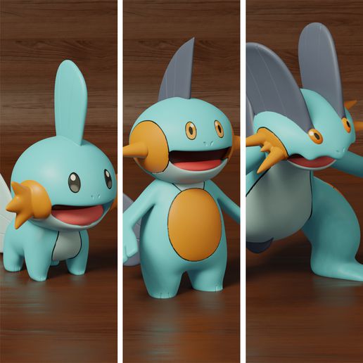 pokemon mudkip evolution pack 3D print model - Mito3D