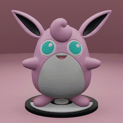 pokemon 040 wigglytuff arte igglybuff jigglypuff tenencia purina vómito 3d juguete popular impresión imprimible ceniza pokebola anime manga 3d print model - Mito3D