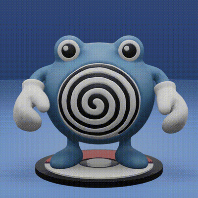 pokemon 061 poliwhirl arte poliwag poliwrath educado dulzura amable nyorobon nyorotono agua 3d juguete popular impresión imprimible ceniza pokebola anime manga 3d print model - Mito3D