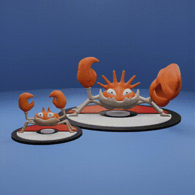 pokémon 098 099 krabby kingler art crabe l'eau 3d jouet populaire impression imprimable cendre pokeball anime manga 3d print model - Mito3D