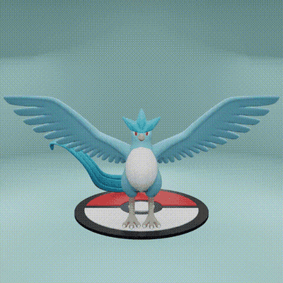 pokémon 144 articuno art congélateur glace volant 3d jouet populaire impression imprimable cendre pokeball anime manga 3d print model - Mito3D