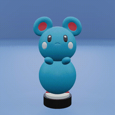 pokémon 298 azurill art marill azumarill ruriri maril marilli l'eau 3d jouet populaire impression imprimable cendre pokeball anime manga 3d print model - Mito3D