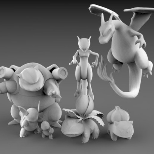pokemon pack 1 game statue figures 150 3D print model - Mito3D