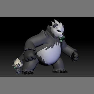 pokemon pancham pangoro toy figure art game pokemongo nintendo pokemonzukan games toys sculpture evolution 3d print model - Mito3D