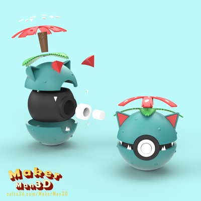 pokemon pokeball venusaur diviso gioco tauros pikachu anime naruto goku eevee umbreon drago palla bulbasaur go ivysaur veelutions 3d print model - Mito3D