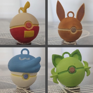 pokemon pokeballs key rings pack 3d print model - Mito3D