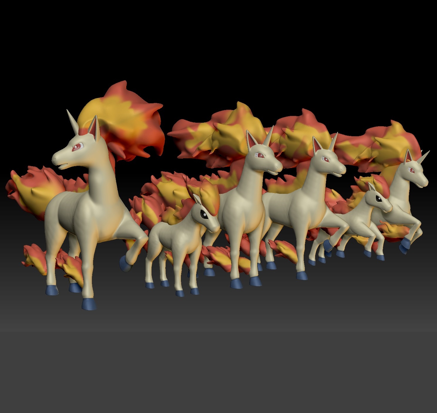 Pokémon pônei rapidash 3d impressão modelo brinquedo figura arte jogos Pokemongo Nintendo Pokemonzukan brinquedos escultura 3D print model - Mito3D