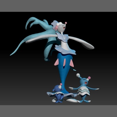 pokemon popplio brionne primarina game toy figure art game pokemongo nintendo pokemonzukan games toys sculpture evolution 3d print model - Mito3D