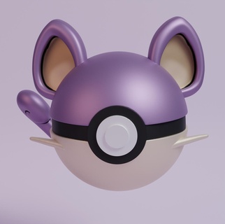 Pokémon Rattata Pokeball 3d print model - Mito3D