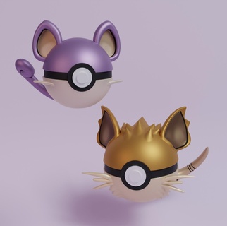 Pokémon Rattata ratificar pokebola 3d print model - Mito3D