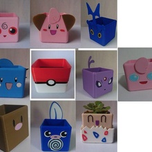 pokemon square pots set pot anime cube 3d print model - Mito3D