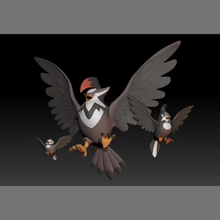 pokemon starly staravia staraptor Game toy figure art game pokemongo nintendo pokemonzukan games toys sculpture evolution 3d print model - Mito3D