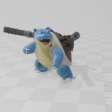 pokemon tortank gatling gun art blastoise 3d print model - Mito3D