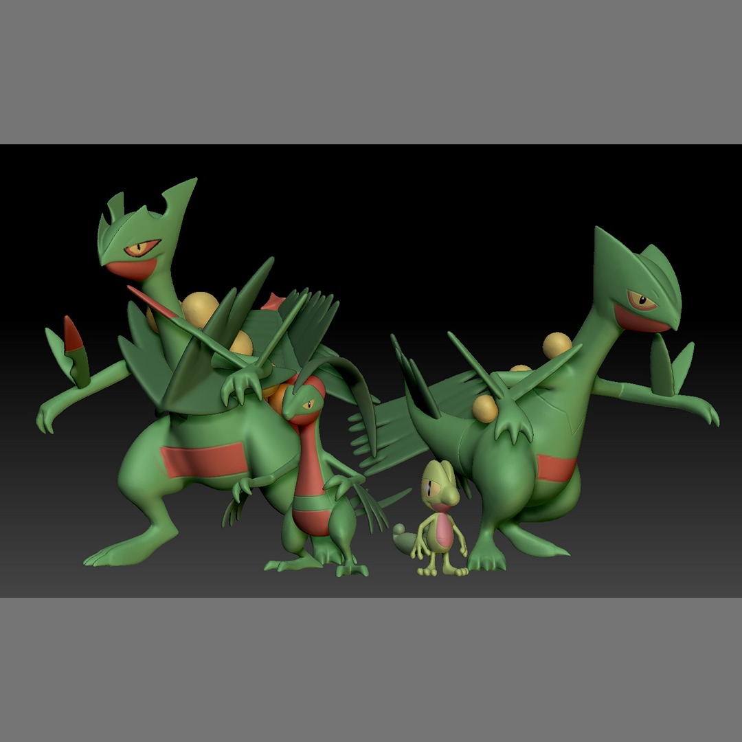 Pokémon treecko grovyle sceptile méga évolution Jeu jouet figure art Pokemongo nintendo Pokemonzukan Jeux jouets sculpture 3D print model - Mito3D