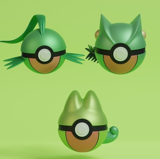 Pokémon Treecko grovyle cetil pokebola Pikachu cinza brinquedo popular eevee impressão 3d cão anime manga colecionável lendário Natal namorados 3d print model - Mito3D