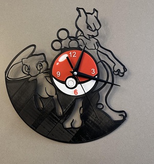 pokemon reloj pokebola maullar mewtwo Arte colores negro rojo blanco vinilo 3d print model - Mito3D
