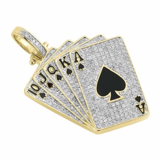 poker spades royal flush cards diamond hip hop pendant Jewelry antique luxury rapper hiphop jewelry necklace gemstone elegant celebrity style jewellery bling gem urban custom vintage 3d print model - Mito3D