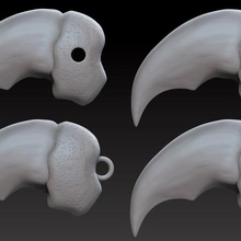 polar bear claw necklace pendant 4 versions claw bear polar bear pending necklace animal 3d print model - Mito3D