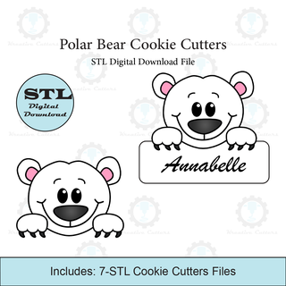 polar Urso biscoito cortador conjunto stl Arquivo casa cortadores Natal 3d print model - Mito3D