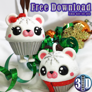 polar bear cupcakes xmas collection 06 free Art articulated flexy christmas funny fun flexi toy flexible art no supports print in place cute ams color ball tree decoration 3d print model - Mito3D
