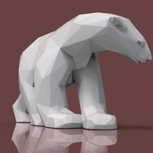 polar bear lowpoly art 3dprinting animal toy low poly 3d print model - Mito3D