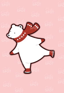 polar bear skating christmas cookie cutter Home skates 3d print model - Mito3D