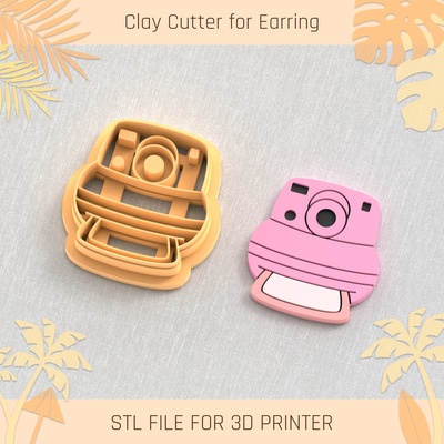 polaroid camera summer clay cutter tools earring turtle beach shell 3d print model - Mito3D