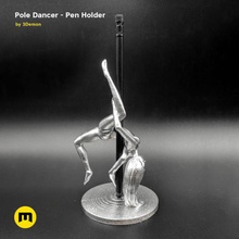 pole dancer pen holder art man 18 bachelor present gift desk pencil stripper boobs erotic female adult poledancer figure dance 3d print model - Mito3D