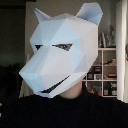 poli wolf paper mask fashion cosplay halloween poly costume 3D print model - Mito3D